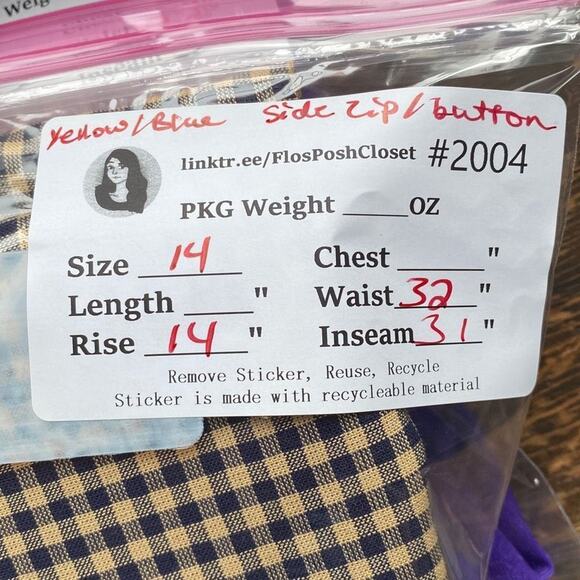 Evan Picone Women's Yellow & Blue Plaid High-Rise Straight-Leg Pants Size 14 - Picture 4 of 10